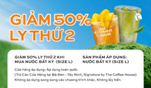 Mã giảm giá the coffee house tháng 7
