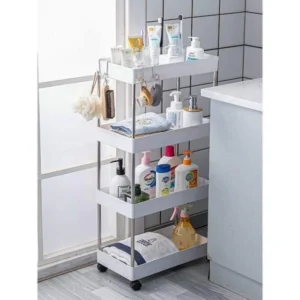 kệ đựng đồ đa năng 4 tầng có bánh xe bằng nhựa