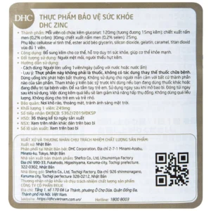 Viên uống DHC Zinc bổ sung kẽm cho cơ thể, hỗ trợ duy trì sức khỏe